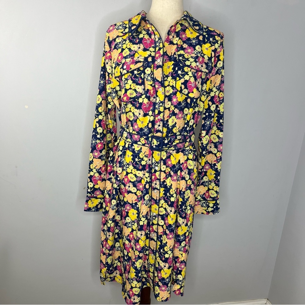 Modcloth NEW Size Large Pearl Snap Boho Western Floral Belted Shirt Dress H12 - Picture 1 of 9